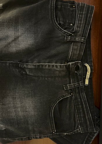 Düğmeli Siyah Kadın Denim Jean - Görsel 3