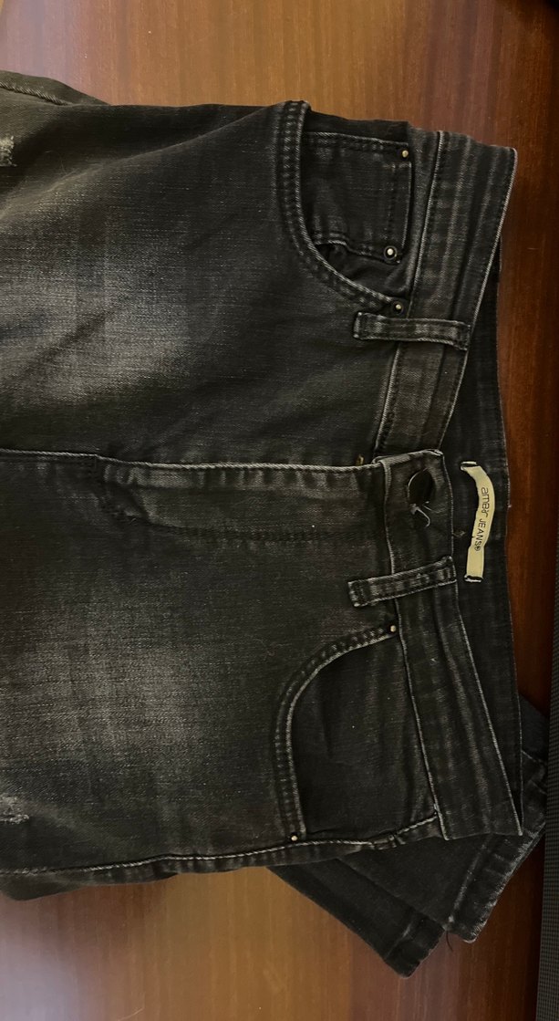 Düğmeli Siyah Kadın Denim Jean - Görsel 3