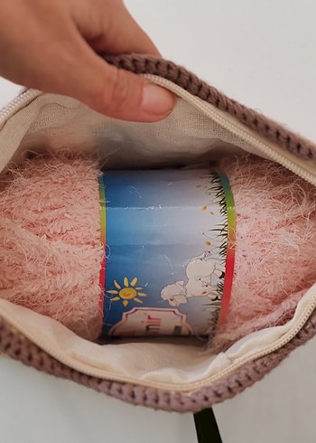 Renkli Desenli Örgü clutch çanta - Görsel 4