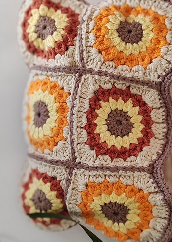 Renkli Desenli Örgü clutch çanta - Görsel 2