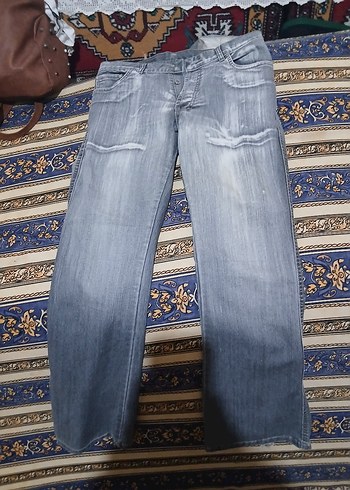 Gri Bol Kesim Kadın Kot Pantolon - Görsel 2