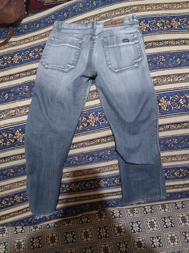 Gri Bol Kesim Kadın Kot Pantolon - Görsel 3