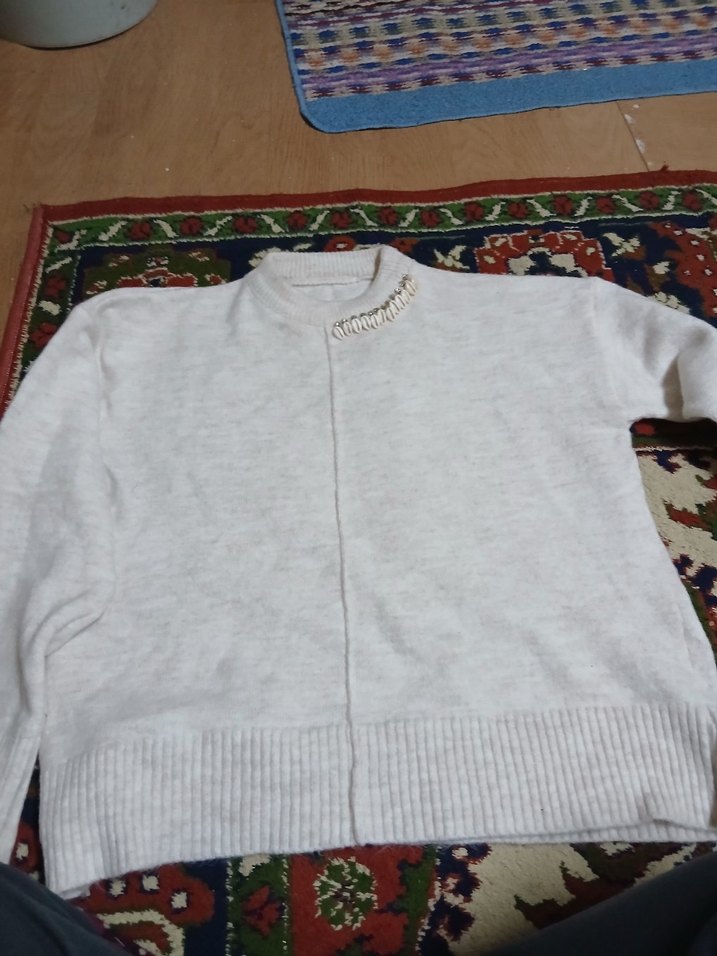 Kadın Beyaz Pamuk Örgü Triko - Görsel 2