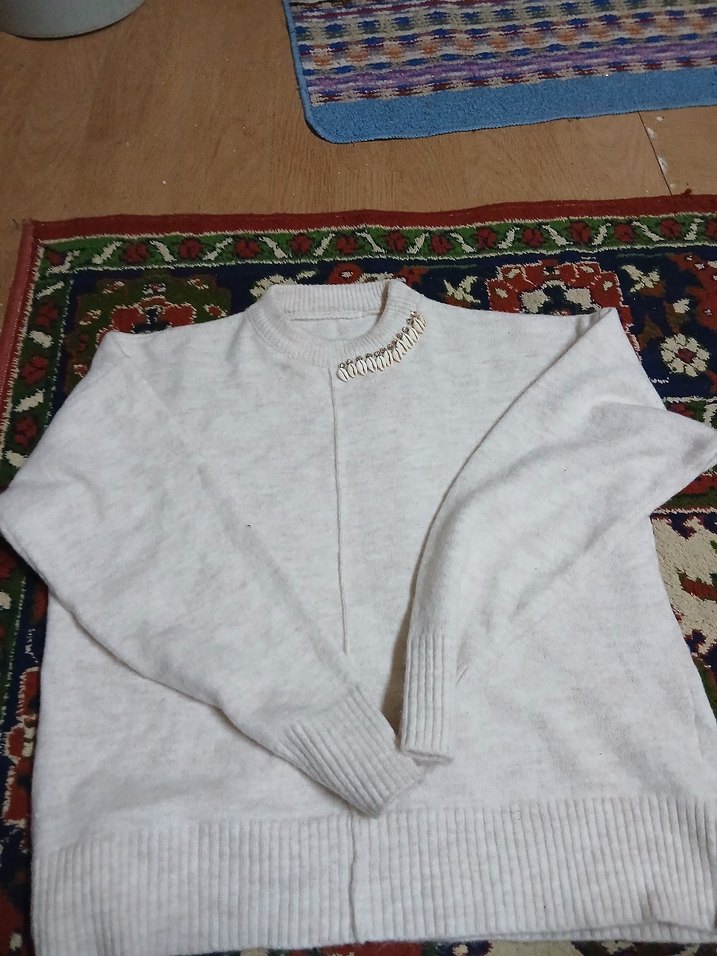 Kadın Beyaz Pamuk Örgü Triko - Görsel 3