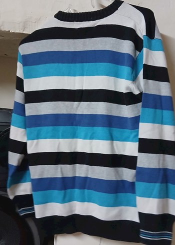 Erkek Çocuk Mavi Çizgili Triko Kazak - Görsel 3