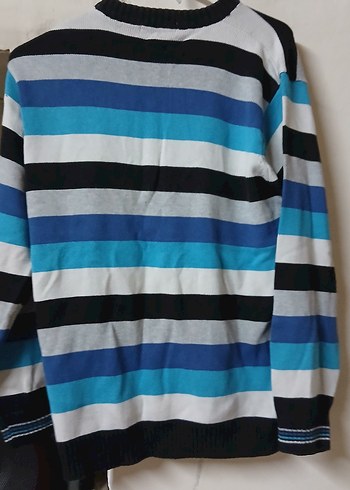Erkek Çocuk Mavi Çizgili Triko Kazak - Görsel 4