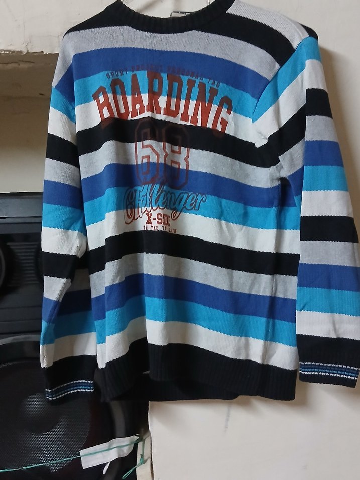 Erkek Çocuk Mavi Çizgili Triko Kazak - Görsel 2