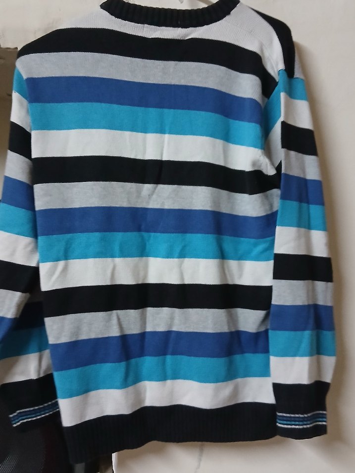 Erkek Çocuk Mavi Çizgili Triko Kazak - Görsel 4