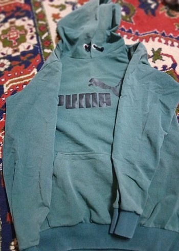 Kapüşonlu, Fermuarlı, Baskılı Yeşil Sweatshirt - Görsel 2