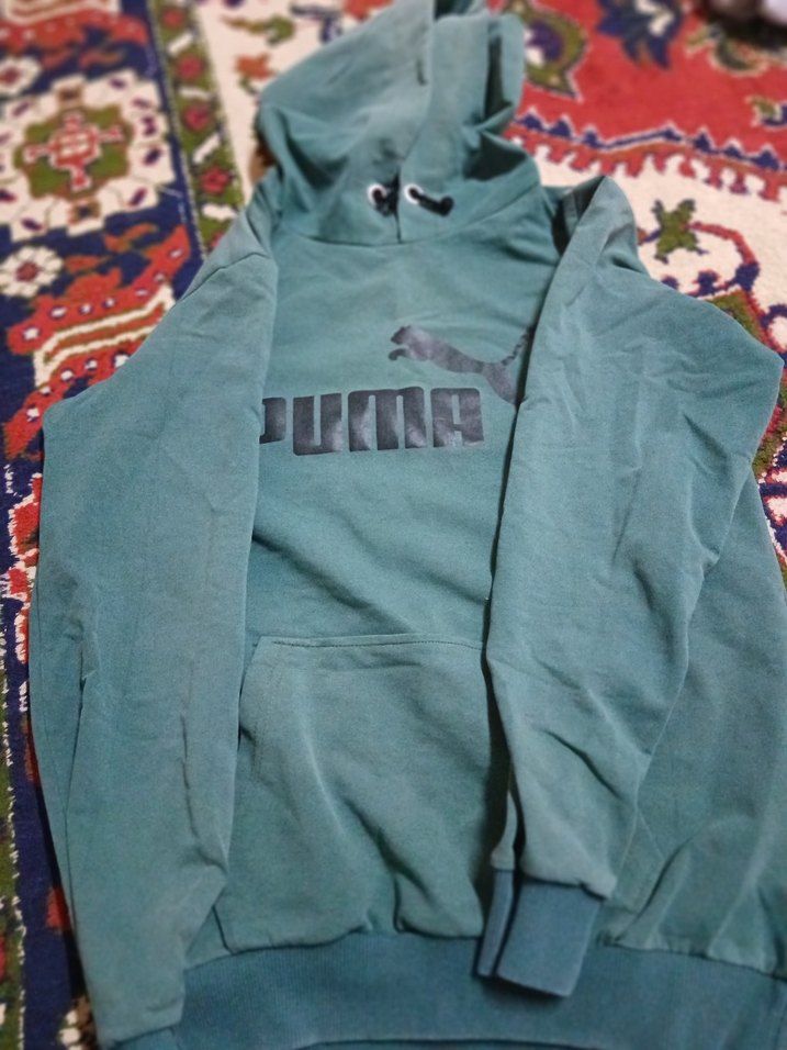 Kapüşonlu, Fermuarlı, Baskılı Yeşil Sweatshirt - Görsel 2