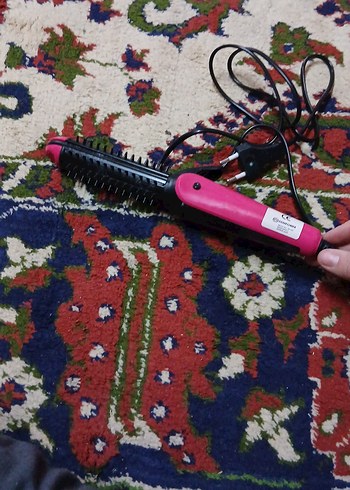 Renkli Pembe Saç Düzleştirici Fırça - Görsel 4