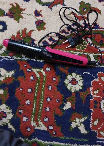 Renkli Pembe Saç Düzleştirici Fırça - Görsel 2