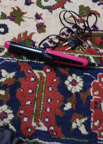 Renkli Pembe Saç Düzleştirici Fırça - Görsel 3