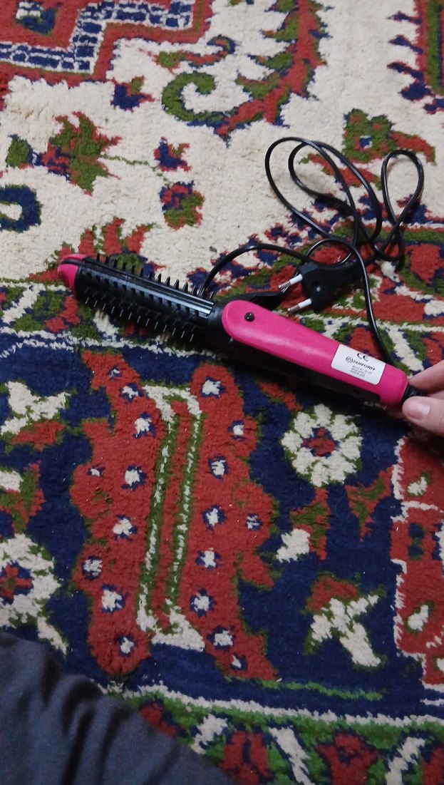 Renkli Pembe Saç Düzleştirici Fırça - Görsel 4