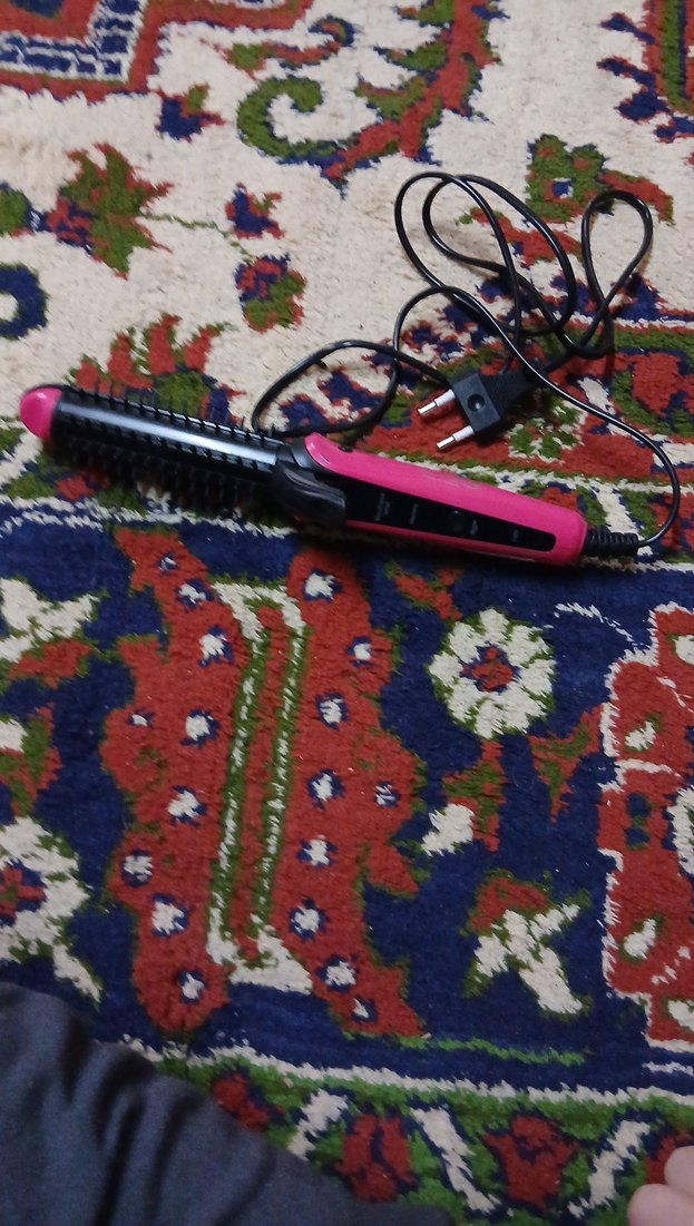 Renkli Pembe Saç Düzleştirici Fırça - Görsel 2