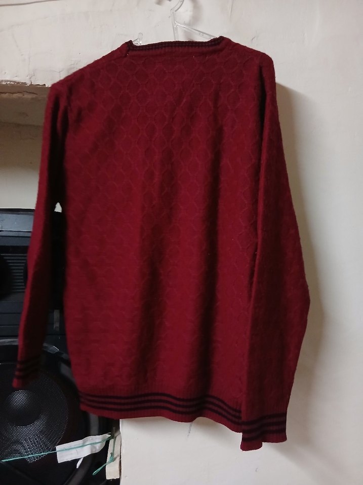 Bordo Erkek Örgü Sweatshirt - Görsel 3