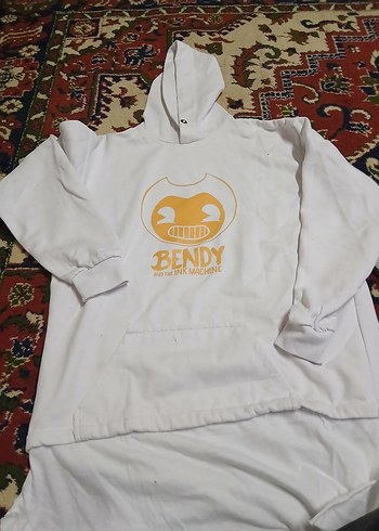 Beyaz Kapüşonlu Bendy Baskılı Sweatshirt - Görsel 2