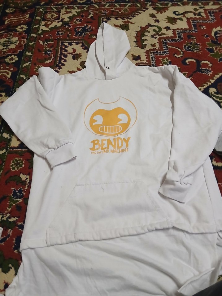 Beyaz Kapüşonlu Bendy Baskılı Sweatshirt - Görsel 2
