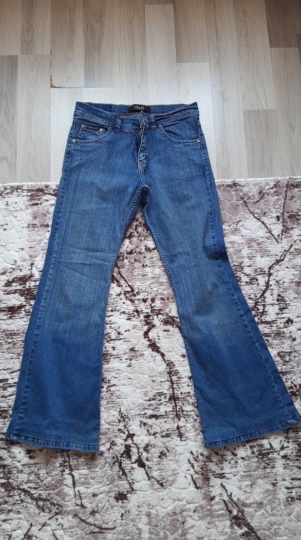 Kadın Mavi Bol Kesim Midi Kot Pantolon - Görsel 3