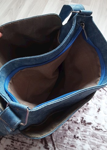 Bohem Tarz Gri Kot Kadın Çantası - Görsel 2