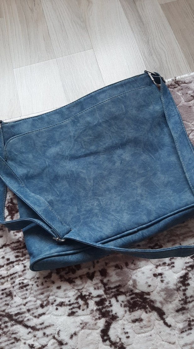 Bohem Tarz Gri Kot Kadın Çantası - Görsel 3