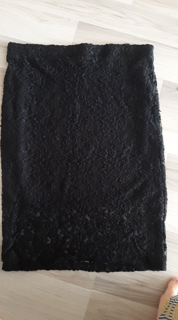 Dantel Detaylı Siyah Midi Hamile Eteği - Görsel 2