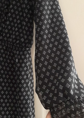 Uzun Kollu Puantiyeli Siyah Uzun Elbise - Görsel 3