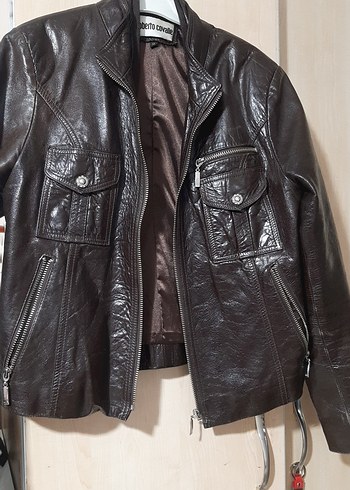 Kahverengi Deri Biker Ceket - Görsel 2