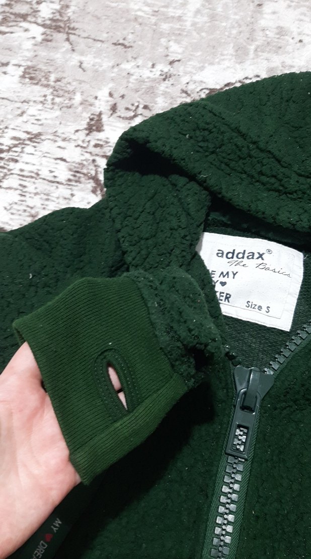 Kapüşonlu Fermuarlı Koyu Yeşil Kadın Ceket - Görsel 4