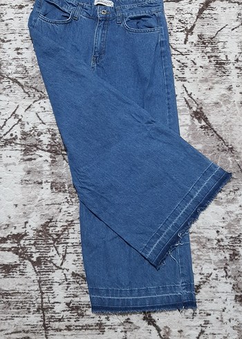 Kadın Geniş Kesim Midi Boy Jean Pantolon - Görsel 2