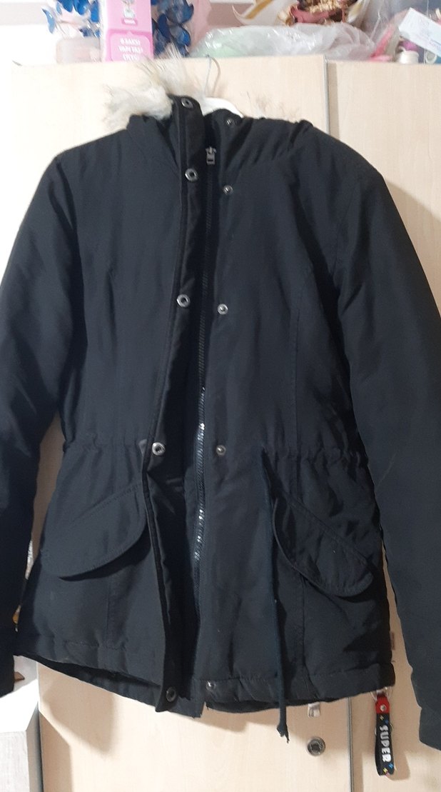 Siyah Kemerli Street Style Kadın Mont - Görsel 2