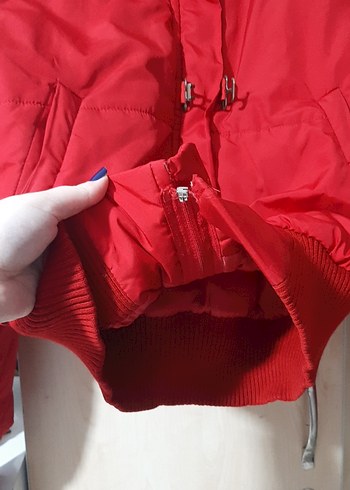 Düğmeli Kırmızı Kadın Kışlık Ceket - Görsel 3