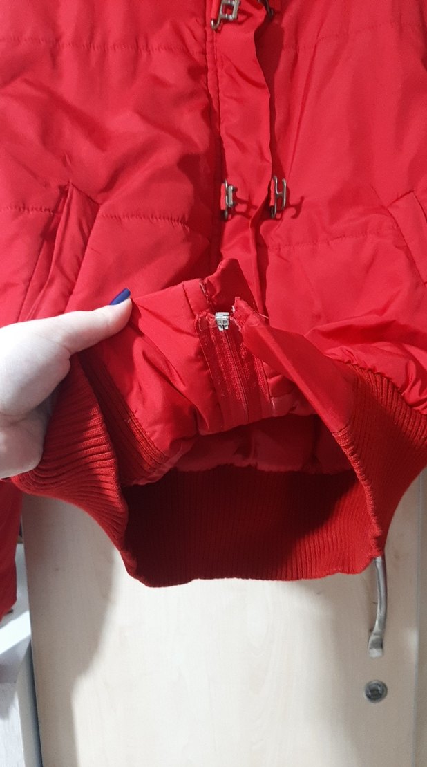 Düğmeli Kırmızı Kadın Kışlık Ceket - Görsel 3