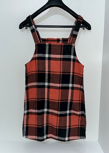 Kadın Kırmızı Kareli Askılı Mini Elbise - Görsel 4