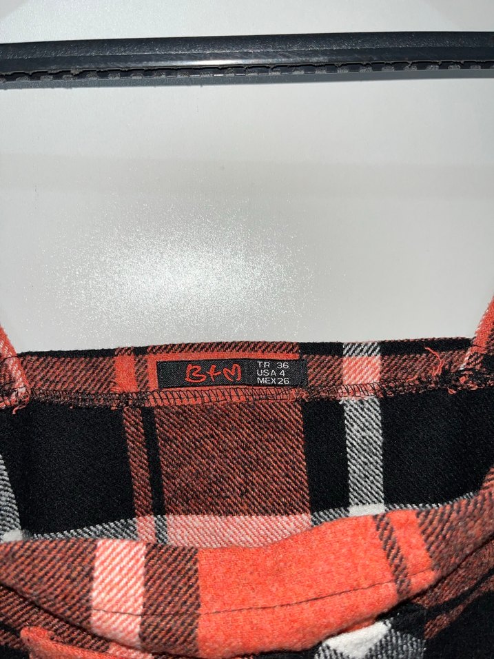 Kadın Kırmızı Kareli Askılı Mini Elbise - Görsel 5