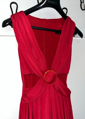 Kırmızı Fırfırlı Mini Abiye Elbise - Görsel 2