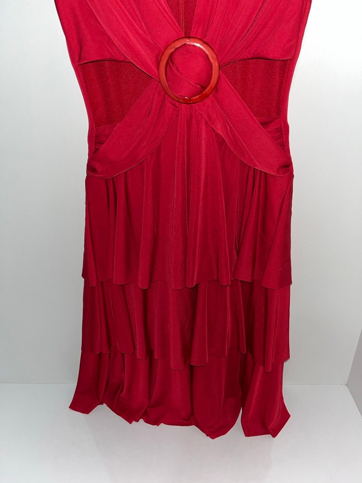 Kırmızı Fırfırlı Mini Abiye Elbise - Görsel 4