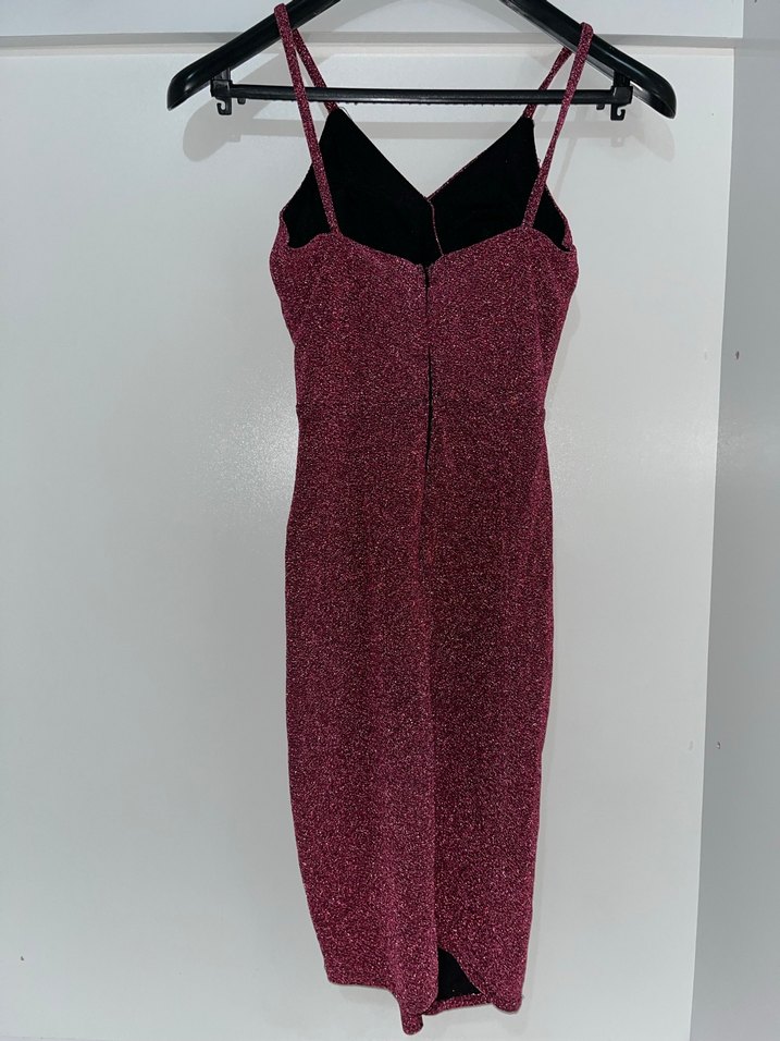 Bordo Drapeli İnce Askılı Midi Elbise - Görsel 4