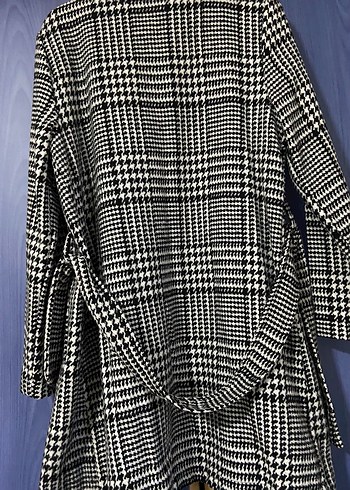 Siyah-beyaz kazayağı desenli ceket-kaban - Görsel 2