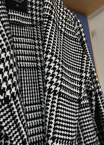 Siyah-beyaz kazayağı desenli ceket-kaban - Görsel 3