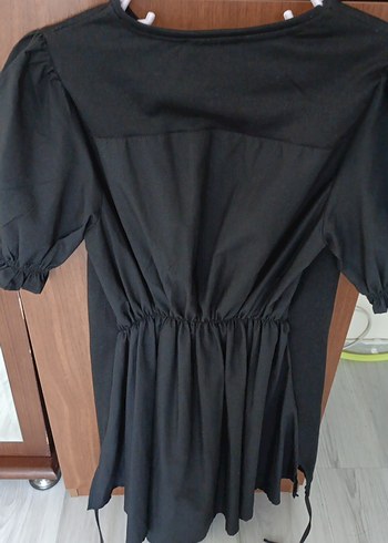 Kız Çocuk Siyah Baskılı Kısa Kollu elbise - Görsel 2