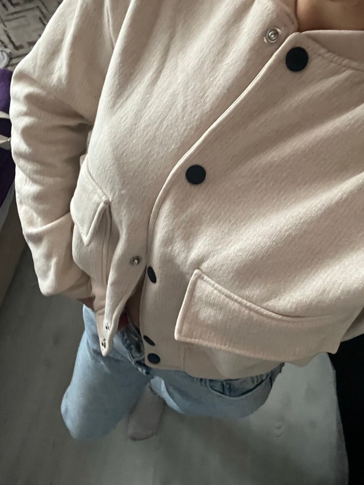 Bej Kadın Süet Düğmeli Ceket - Görsel 2