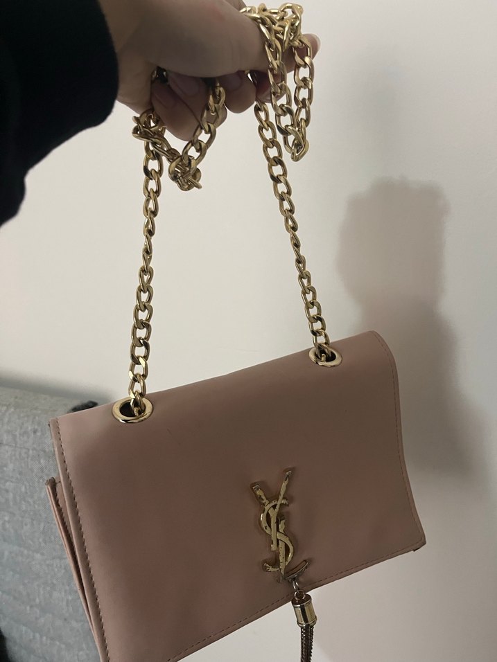 Bej Deri Zincir Detaylı Kadın Çanta - Görsel 2