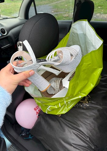 Gri Yılan Desenli Kadın Platform Topuklu Ayakkabı - Görsel 4