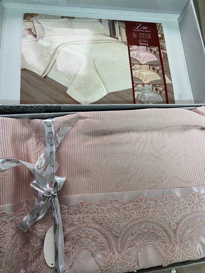 Fransız pike takımı tam takım çarşaflı yeni etiketli - Görsel 5