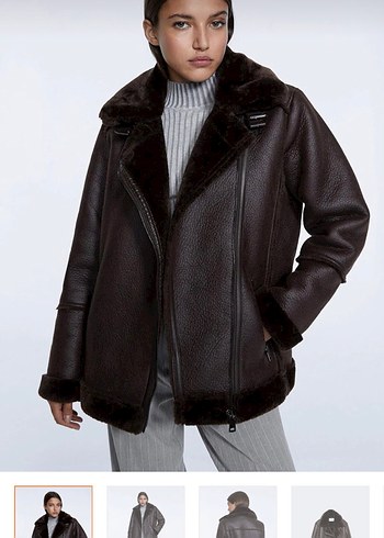 Biker Kahverengi Kürklü Deri Kadın Ceket - Görsel 2