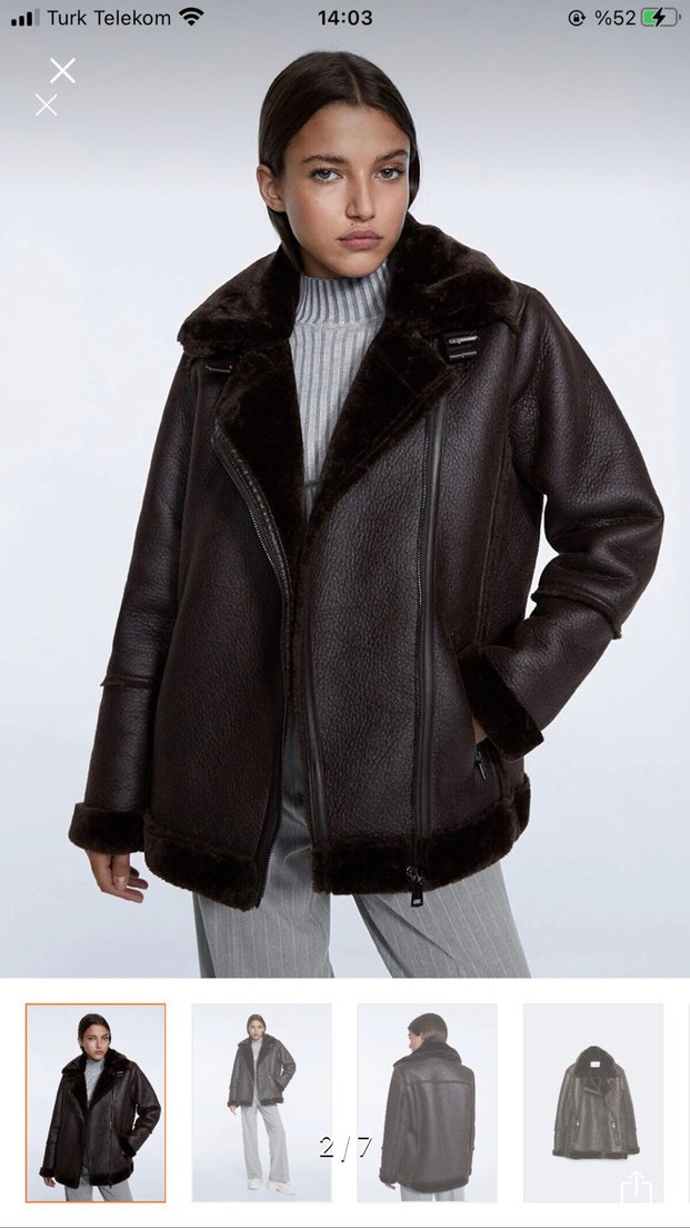 Biker Kahverengi Kürklü Deri Kadın Ceket - Görsel 2