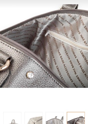 Gri Deri Kadın Çanta - Görsel 3