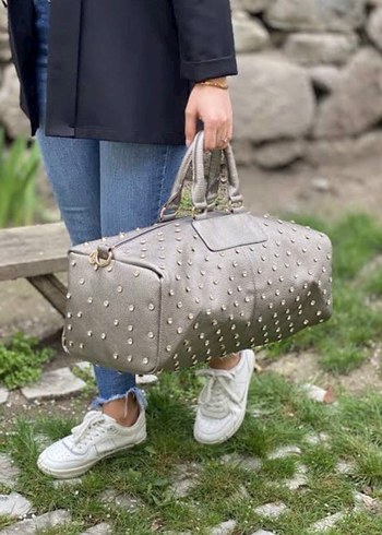 Gri Deri Kadın Çanta - Görsel 4