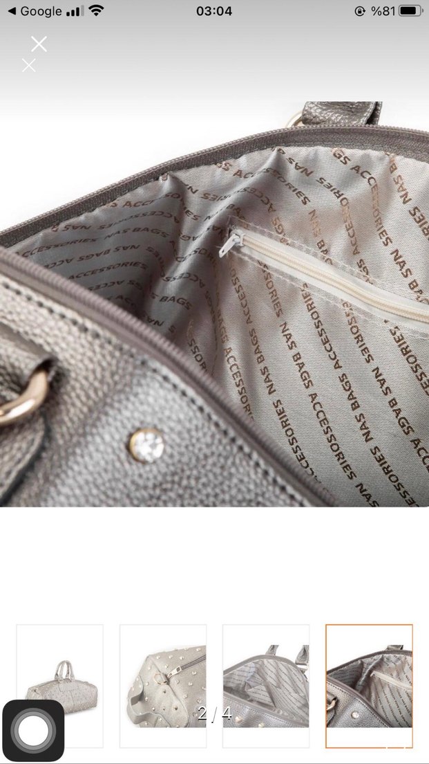 Gri Deri Kadın Çanta - Görsel 3